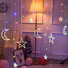 Star Hot Sale Led Christmas Moon Star Curtain Lights Decoration Supplies