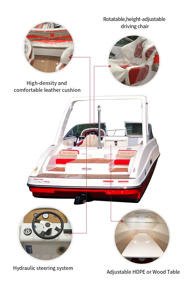 7.3m Durable Fiberglass Boat Small Luxury Yacht Fishing Boat Small Passenger Yacht