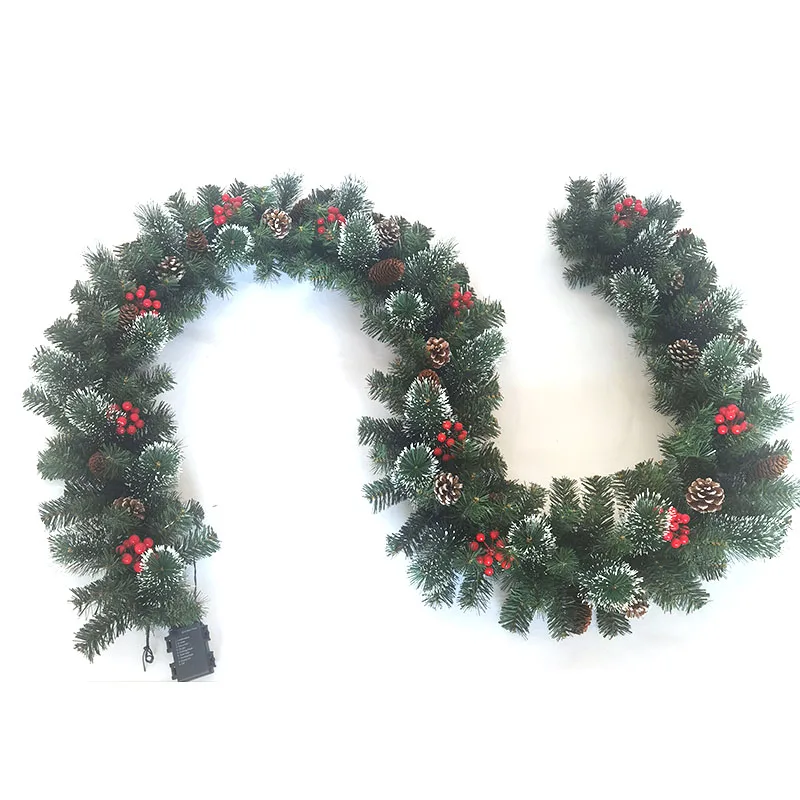 Popular Luxtry Custom 270cm Pine Shape Pvc Red Berry Christmas Pine Cone Garland for Decoration supplier