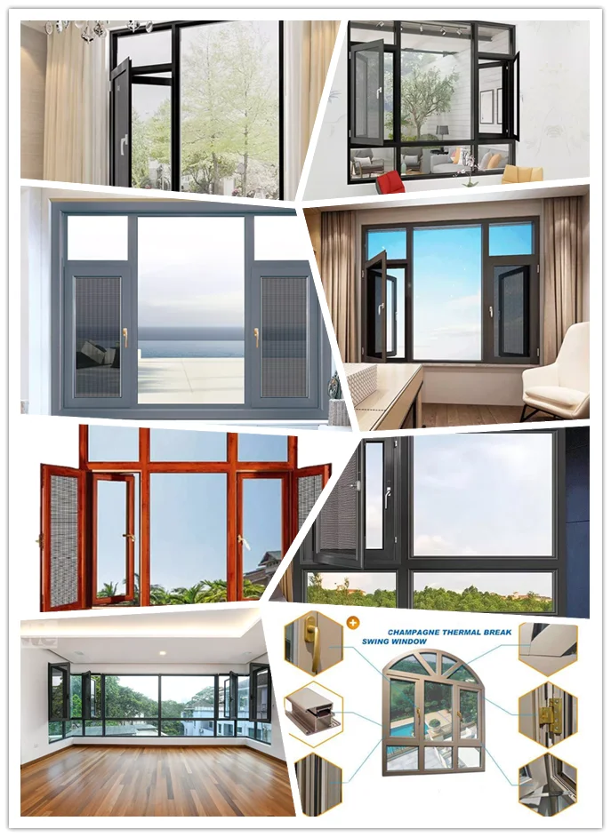 Aluminium Profile Casement Window With Screen Side Hung Window With Fly