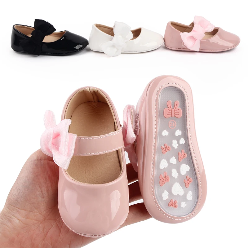 40 Designs High Quality Soft PU Material Baby Girl Princess Shoes Anti-Slip TPR Outsole Flat Mary Jane Style for Summer Parties details