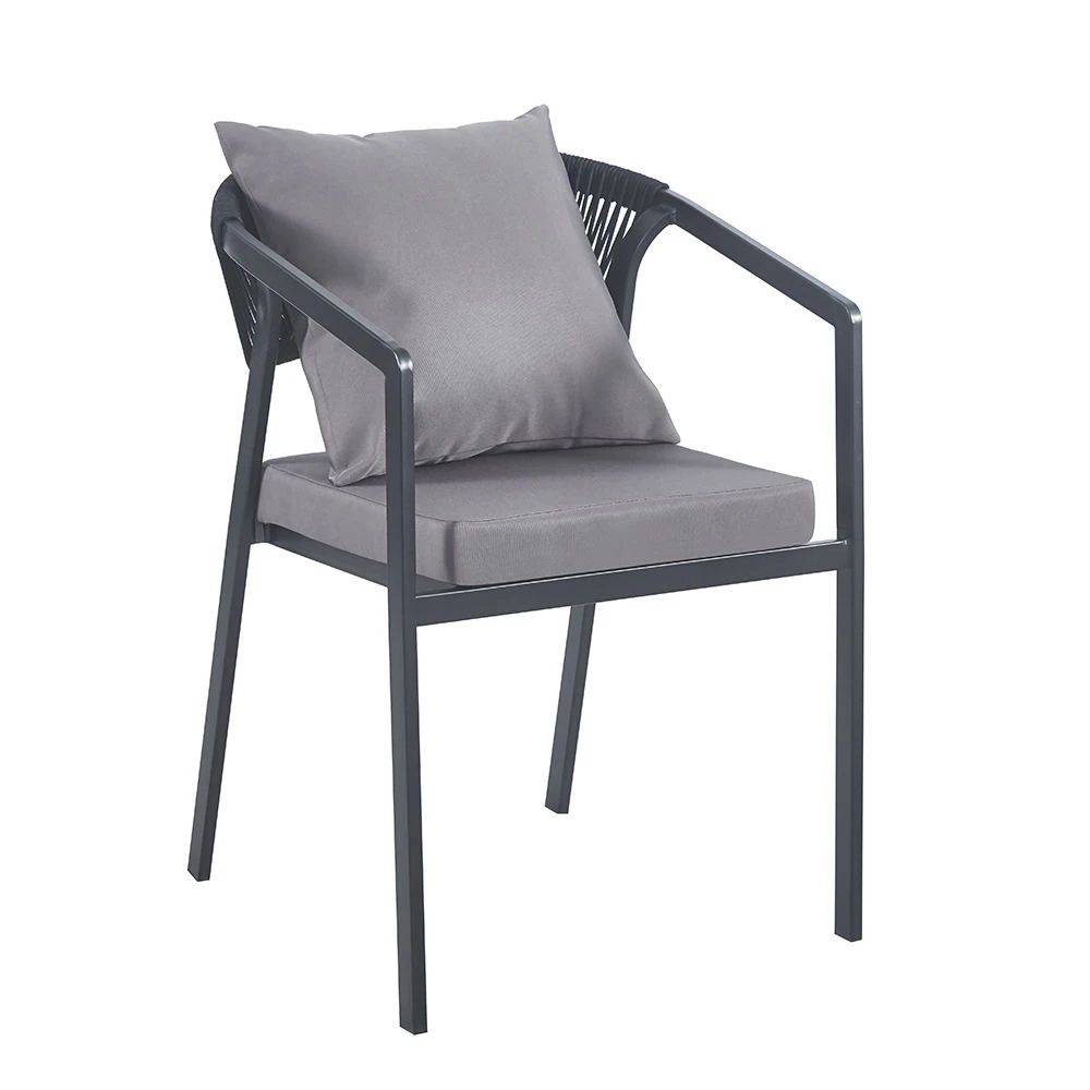 product all season modern powder coated metal frame rattan wicker waterproof balcony garden outdoor dining chair-0