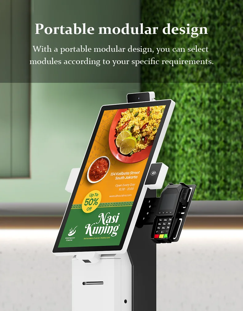 Ordering Machine Payment Self-service Kiosk for Restaurant Touch Screen Kiosk 15.6 21.5 23.8 Inch Self Service Pos System details