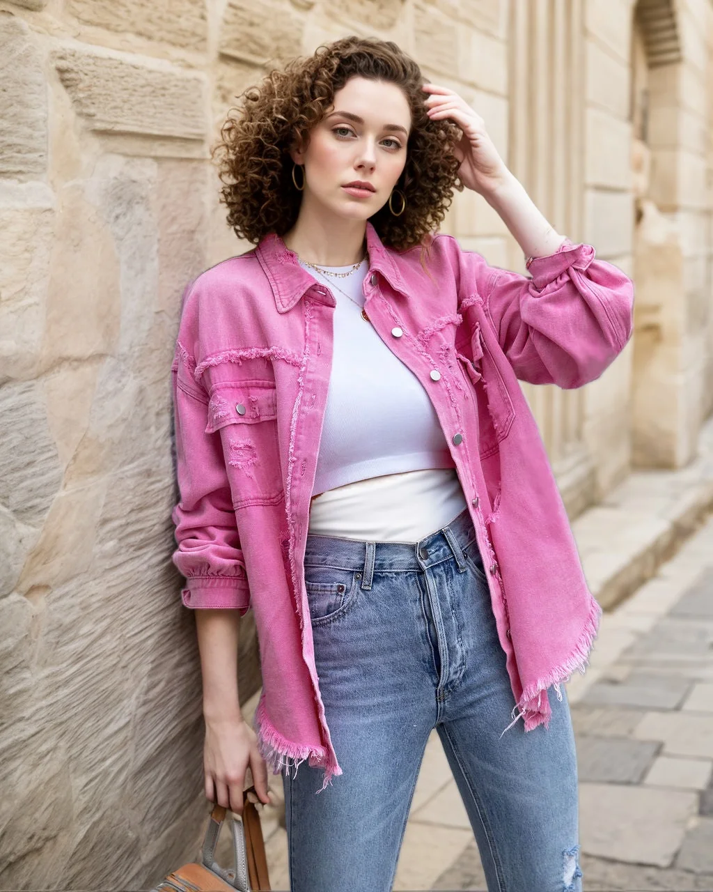 Wholesale Long Sleeve Jeans Top Shirt Ladies Hole Ripped Denim Jacket Coat Women's Blouses Overcoat for Women factory