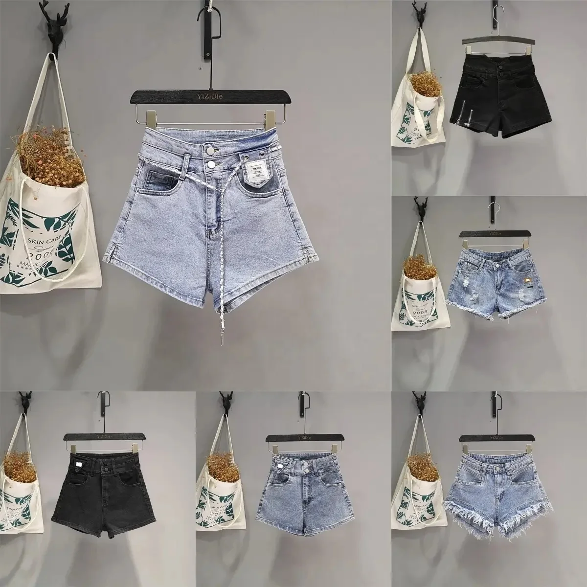 new arrival 2024 products S-5XL plus size summer women's shorts High Waist irregular patchwork jeans denim shorts for women