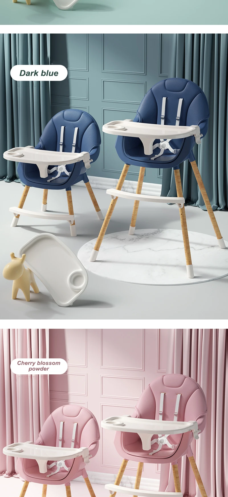 Wholesale Booster Modern Stool Portable Folding Infant Swivel for Children Plastic Kids High Feeding 3 in 1 Baby Dinning Chair factory