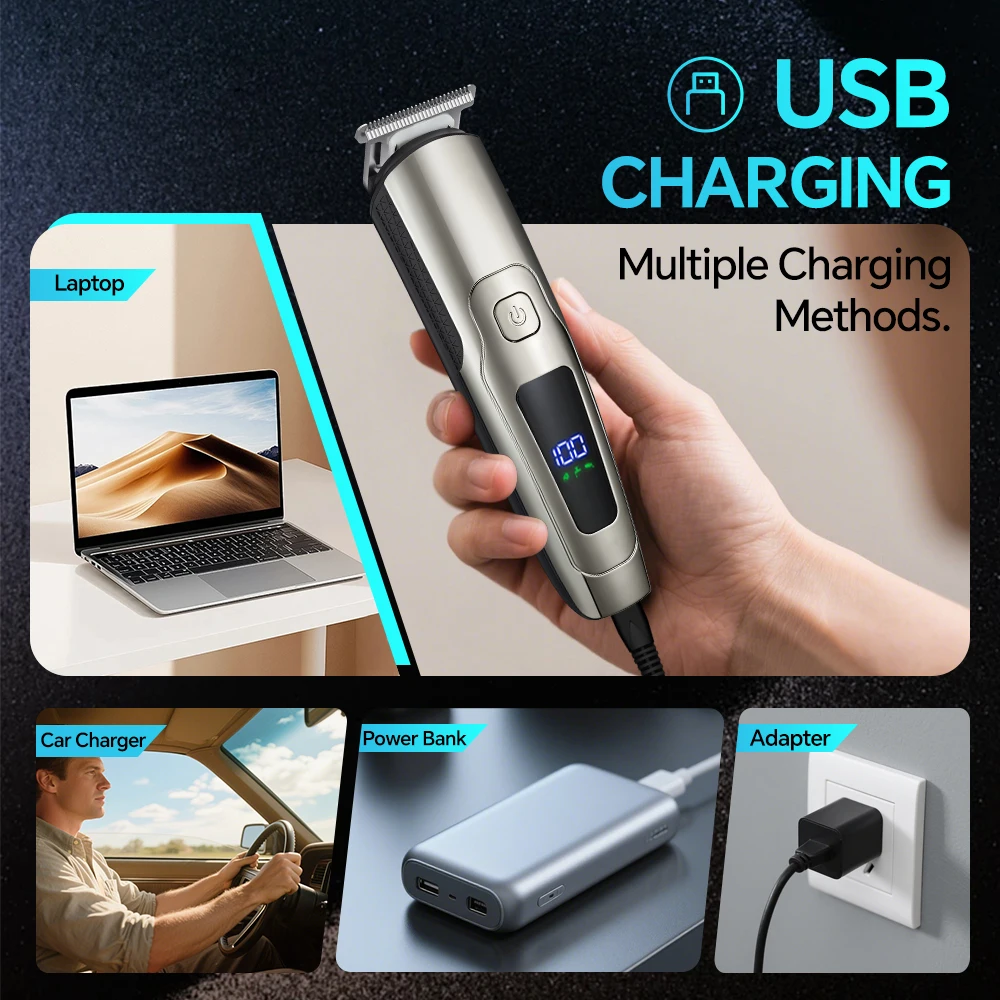 Hot Selling Rechargeable Electric Hair for Clipper Set Multi-Functional Push Shear Pusher Stainless Steel Blade for Household manufacture