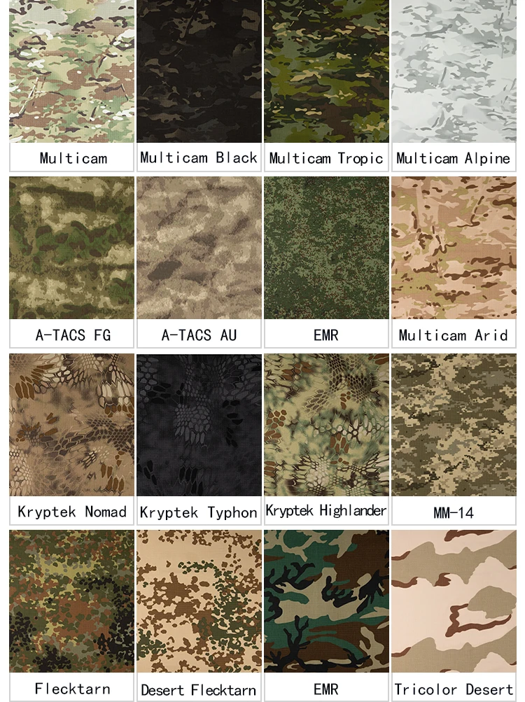 Rts Tc Camouflage Ripstop Waterproof Fabric Anti Tearing Tactical