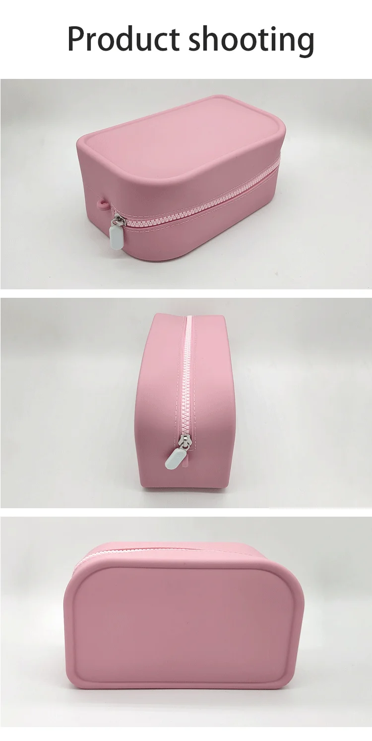 Latest Custom-Made Logo Washable Silicone Cosmetic Toiletry Brush Pouch Storage Zipper Toiletry Coin Purse Bag factory