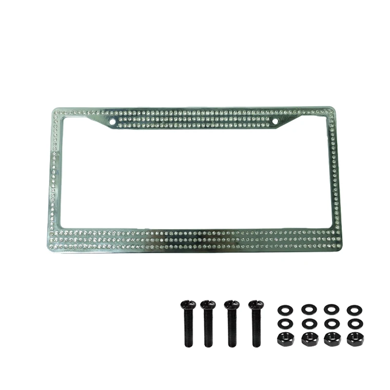 Diamond Bling Glitter Crystal Rhinestone Metal USA Car License Plate Frame manufacture