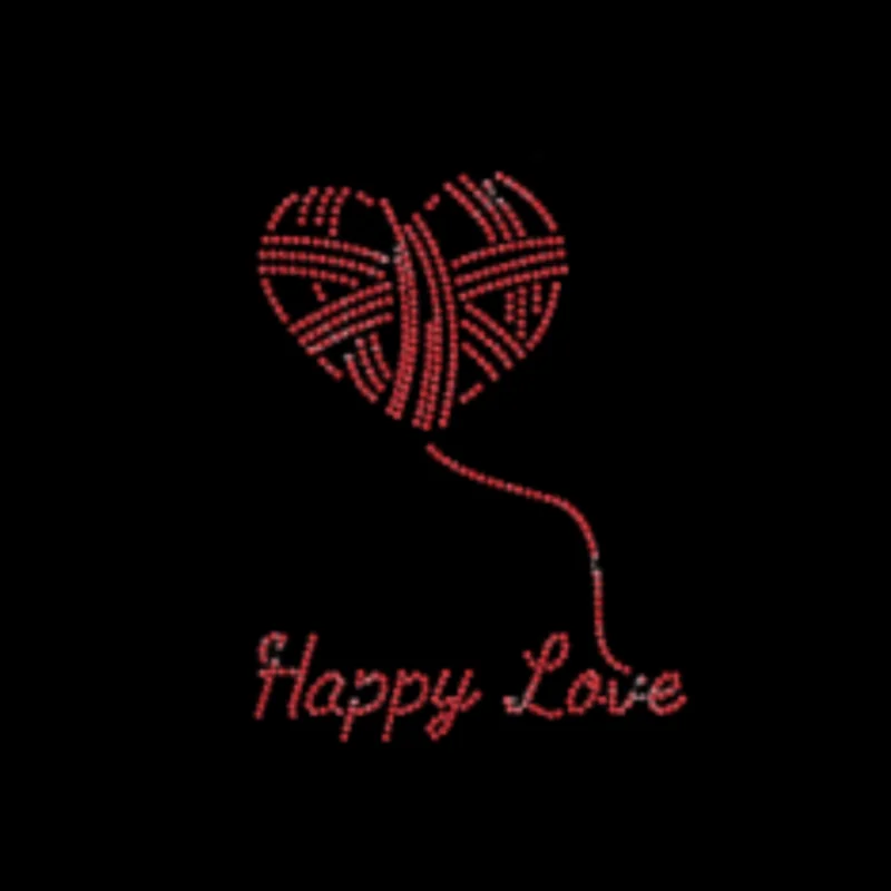 Happy Valatine's Day T shirt DIY logo Letters words Glass beads applique Rhinestone Iron on Hotfix Decal Transfer