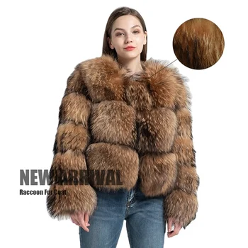 New Arrival Thick Warm Ladies Winter Fur Jacket Women Real Raccoon Fur Coat