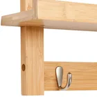 Wood Coat Coat Rack Wall Mounted Entryway Wall Mounted 5 Metal Keys Hooks Bamboo Wood Coat Rack With Shelf