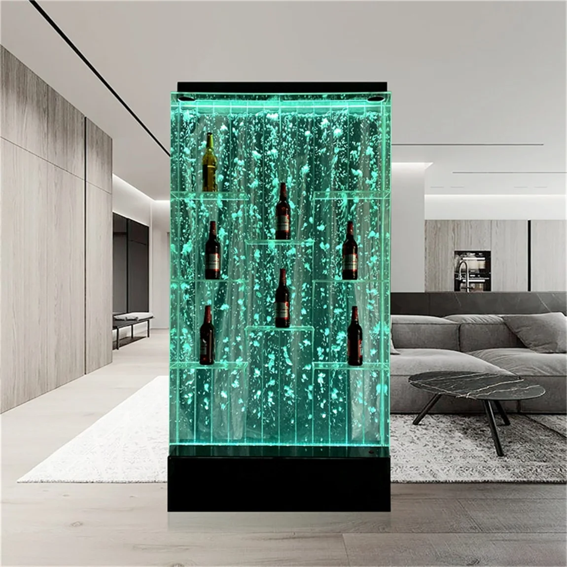 Custom Acrylic Bubble Wall Water Panel LED Light Manufacturer LED Acrylic Lighting Water Bubble Pillar Water Fountain