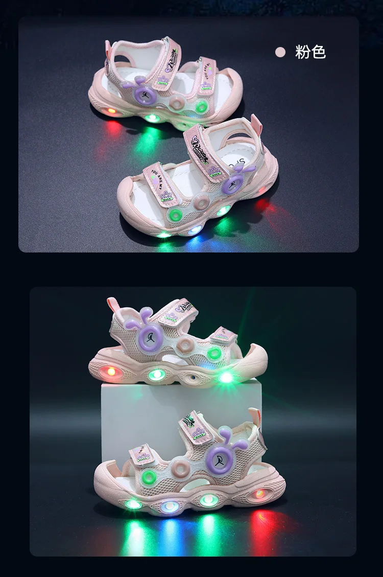 2024 Summer Lighting Sandals for Boys and Girls 1-6 Years Old Luminous Casual Shoes Soft Anti-Kick Beach Shoes for Toddlers factory