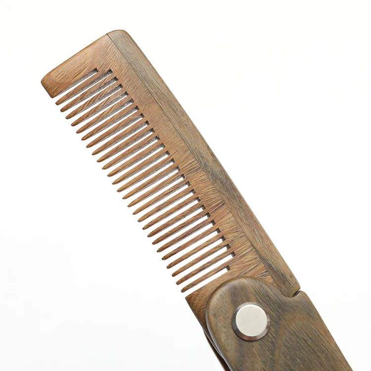 OEM Pocket Size Beard Comb Wood Folding Easy To Use And Profession Beard Care Wood Folding Comb As Gift For Men