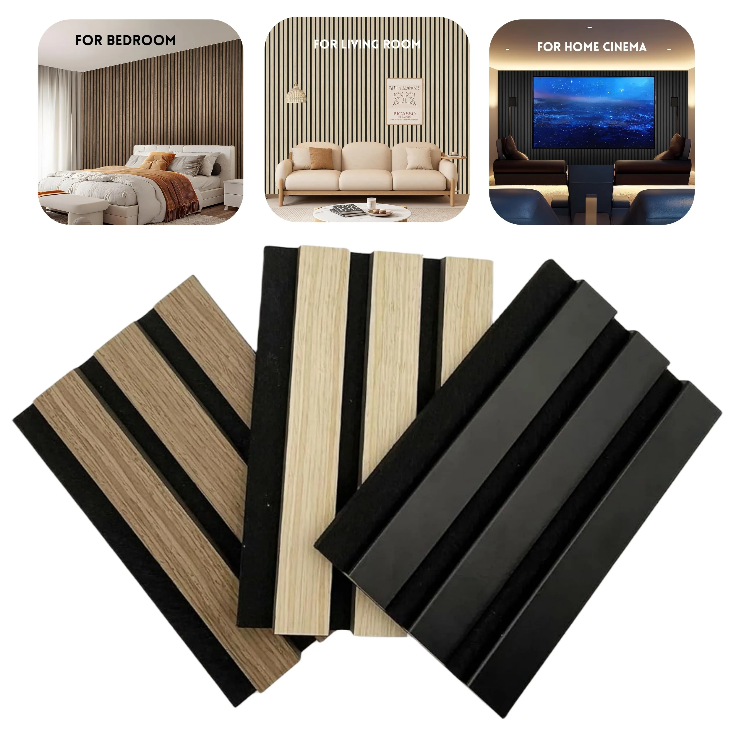 Interior Decoration Wood Slat Acoustic Wall Panels Custom Class A Sound