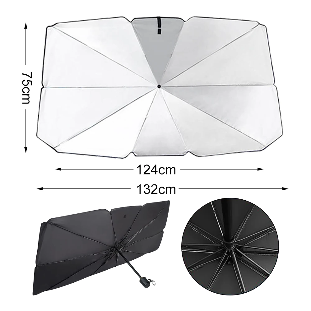 Low Price Chinese Cheap Uv Car Sun Shade wholesale Parasol customized Shadow Umbrella With Leather Pouch