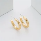 Copper Earrings Earrings Copper Hoop Earrings BXY C Shape Copper Thick Chunky Gold Plated Hoop Earrings
