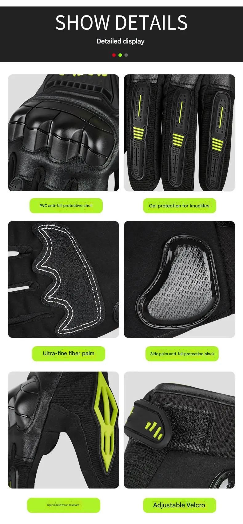 Long Finger Touch Screen Breathable Anti-Fall Gloves for Spring Summer Off-Road Riding Essential Motorcycle Accessory for Rider