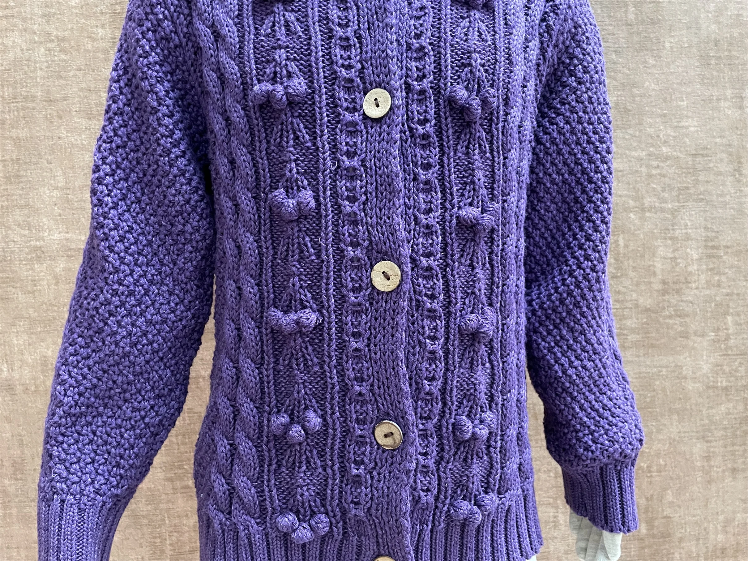 OEM ODM  new design purple flora knitted peter pan collar soft winter Girls kids cardigan