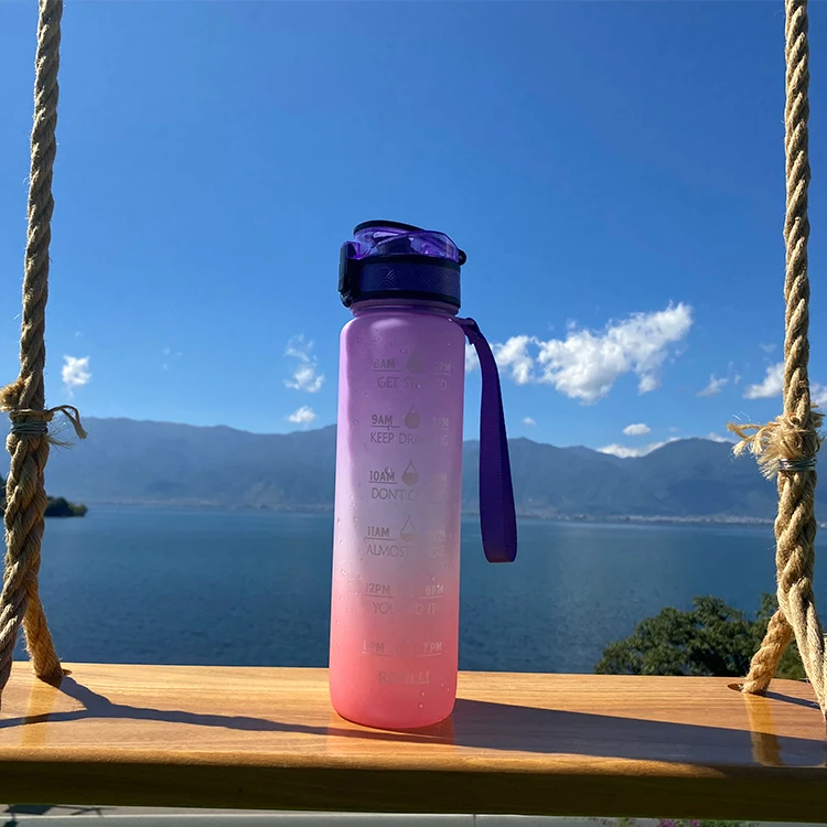 1000ml/32oz Motivational Water Bottle With Time Marker Kids Water Bottle Tritan Water Bottle Manufacturer botella de agua