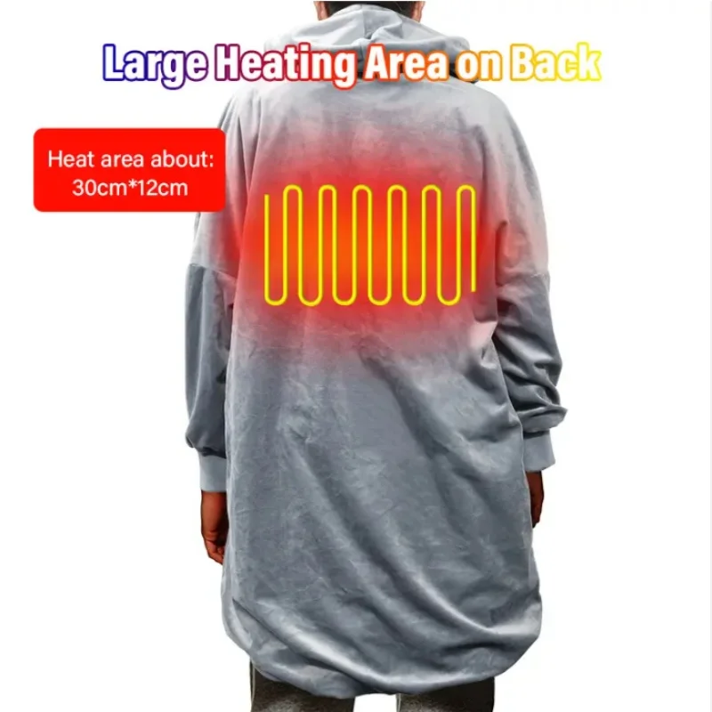 Electric Heating Throw Blanket USB Safety Charging Unisex Cozy Warm Soft Hoodie Heated Wearable Blanket for Winter