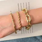 Fashion Personality Mix And Match Twist Chain Alloy Bracelet Set For Ladies