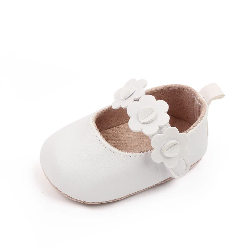 Baby Girl PU Small Leather Shoes Solid Color Small Flower comfort Infants Soft Soled Toddler Shoes supplier
