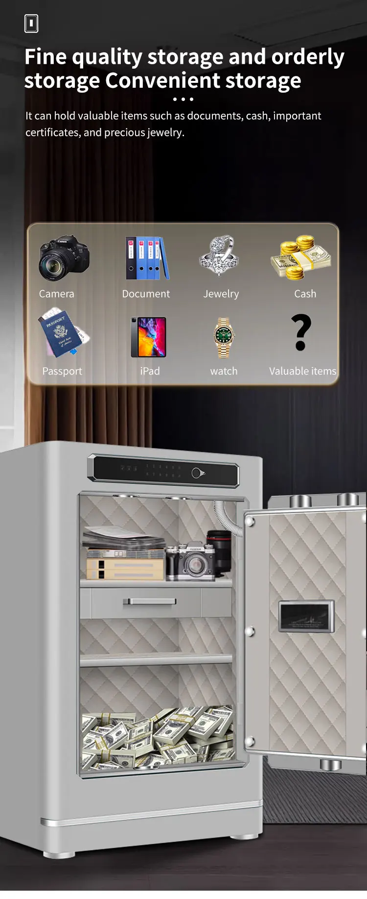 CEQSAFE Anti-Theft All-Steel Home Safe TUYA APP WIFI Intelligent Alarm Button Fingerprint Fireproof Password Safe Box factory