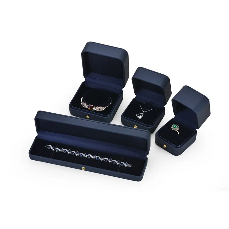 New Style Loyal Blue PU Leather Jewelry Box Factory Wholesale Ring Necklace Bangle Watch Wedding Valentine's Day Gift Packaging