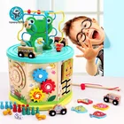 Toys 2021 Cute Wooden Frog Multi-functional Play Game 7 In 1 Puzzle Activity Cube Baby Educational Toys
