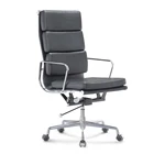 Vintage Leather Chair Designer Vintage Leather Highback Aluminium EA219 Chair