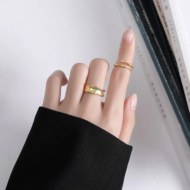 时尚镀金精品珠宝精致925纯银手指奢华绿色锆石女性戒指