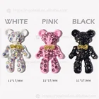 Nail Art 3D Alloy Rhinestone Pink White Black Cute Bear Beauty Nail Art Accessories