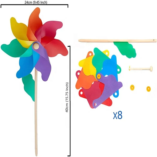 Lawn Pinwheels Rainbow Wind Spinners Lawn Ornament Party Favors for kids 