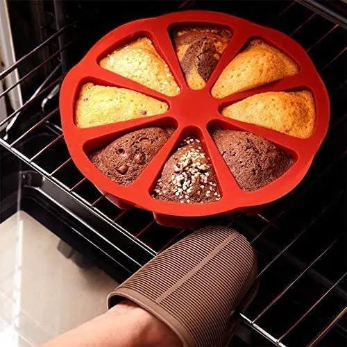 Silicone Baking Molds,  8 Cavity Triangle Silicone Cake Pan, Nonstick Pizza Slices Pan Combread Brownies Muffins Mold