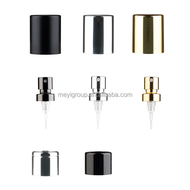 Shiny Black Aluminum Perfume Cap with Click-on Effect for FEA 15mm Crimp Pump and 17.2mm Collar