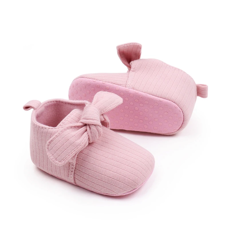 Pure Color Spring and Autumn Cotton Baby Girls Gentle Cute Bow Infants Princess Walking Shoes manufacture