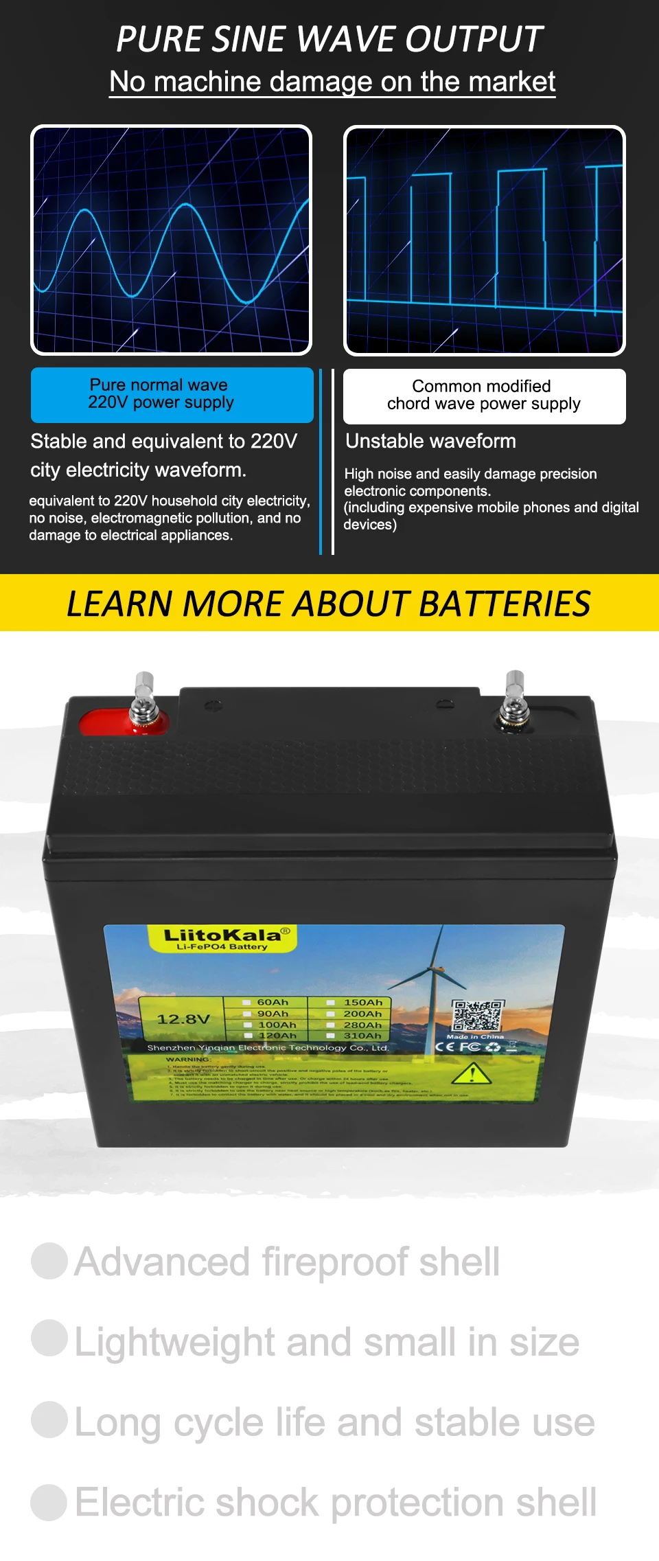 Liitokala V Ah Lifepo Deep Cycle Lifepo Battery For Solar Energy