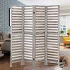 Screen Louvered Wood Screen Divider Longtu Grey Color Wood Frame 4 Panel Screen Folding Louvered Room Divider