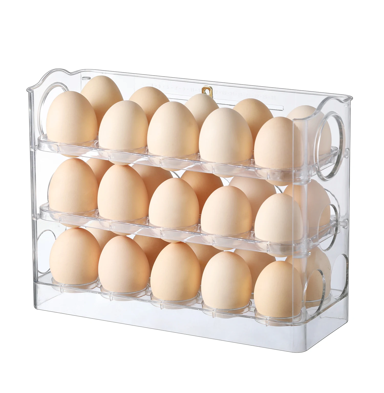 30 grids 3 Tier Egg Organizer Automatic Plastic Eggs Storage Box Holder PET Refrigerator Egg Container For kitchen Accessories