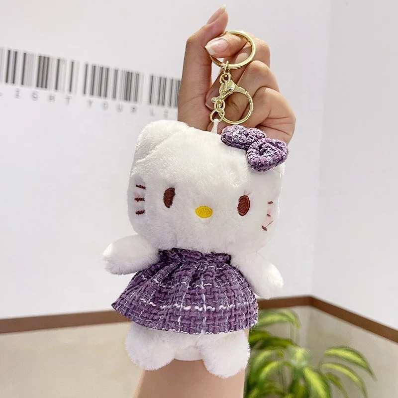 Hot Sale Custom Cartoon Cat Mini Plush Keychain Toys Hello KT Figure Mini Cute Soft Plush Keychains