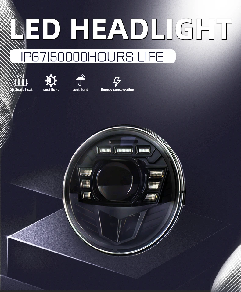 product tiypeor motorcycle round headlight 7inch universal led headlamp compatible with street glide road king ultra classic cvo softail-2