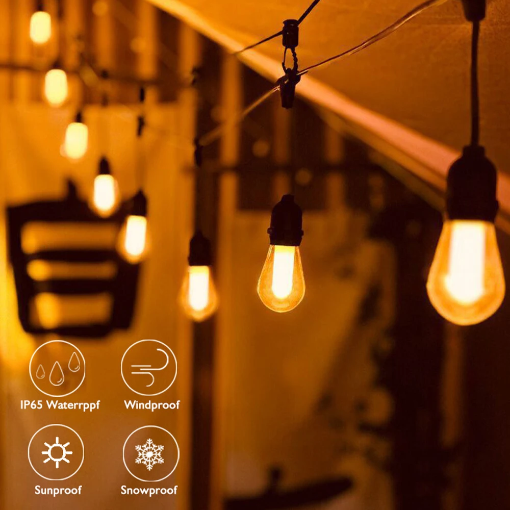 Solar LED Flame Light Remote Dimming Outdoor IP65 Waterproof Villa Courtyard Festival Party Decoration Colorful Light Strings