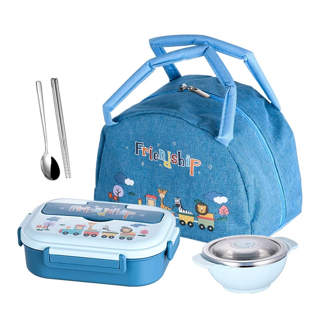 Children Lunch Box Portable Outdoor School Bento Box High Quality Stainless Steel 316 with Lid for Kids with 3/4 Grids 10 Sets