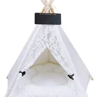 Teepee Tent Tents Pet Teepee Tent Dog Cat Indoor Play Tents Foldable Pet Houses With White Lace Style