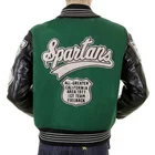 Leather Jacket Men Custom Leather Sleeve Towel Embroidered Bomber Varsity Jacket For Men