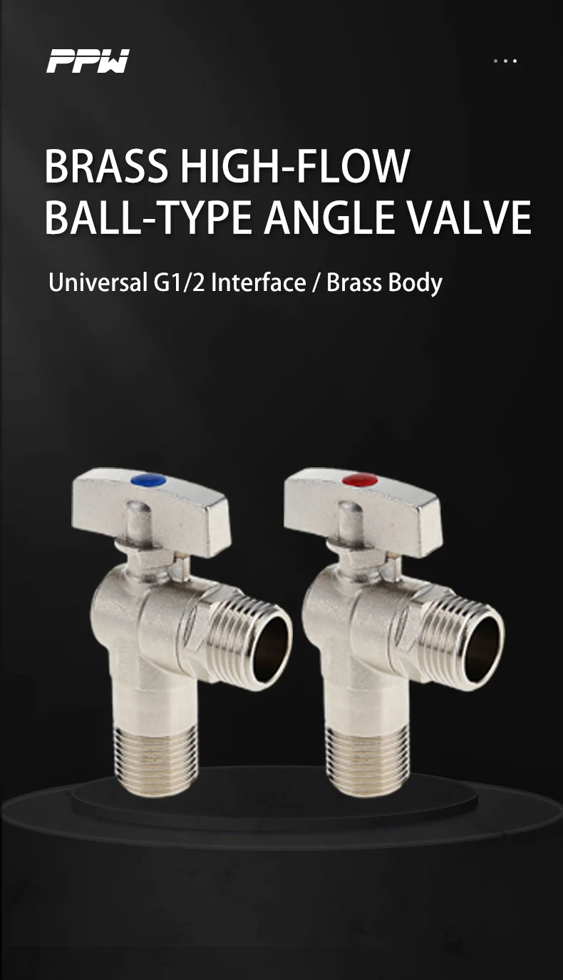 Factory Wholesale Brass Ball Core Large Flow Angle Valve Bathroom Faucet Water Control Angle Valve Cut-Off Seat Valves details