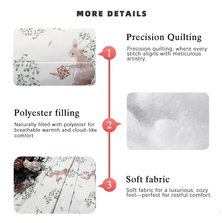 Custom Printed Summer Cooling Breathable Nylon Quilt Bedding Set with 2 Pillowcases details